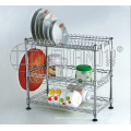 3 Tiers Chrome Metal Wire Kitchen Dish Holder Rack with Patent